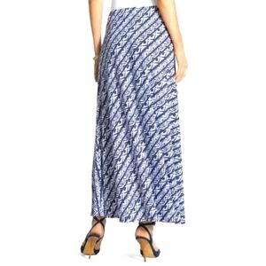 Chico's Maxi Flowy Tribal Blue White Print Bohemian Skirt
